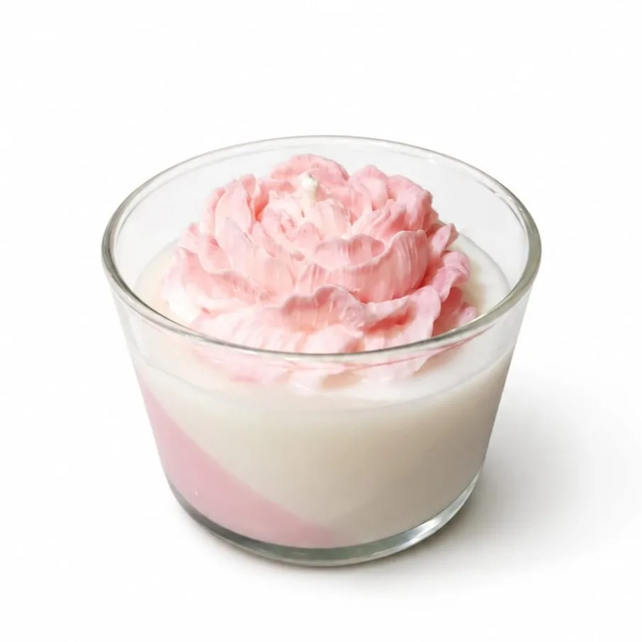 Vela de soja aromática con flor